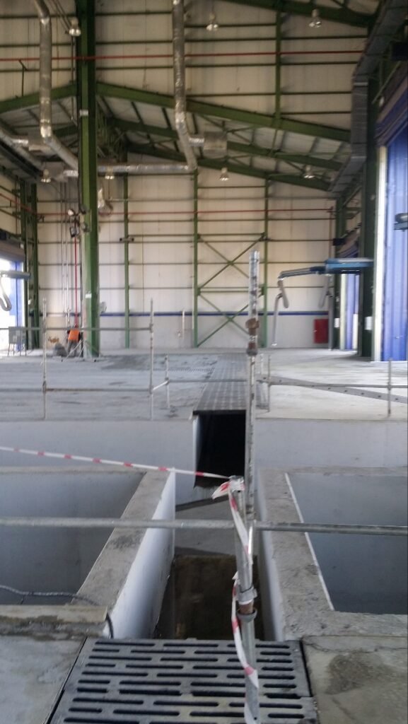 Drainage trench under construction at the Aktogay washing facility site
